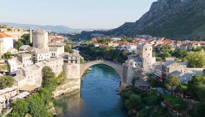 picture of a bridge over a town in Bosnia